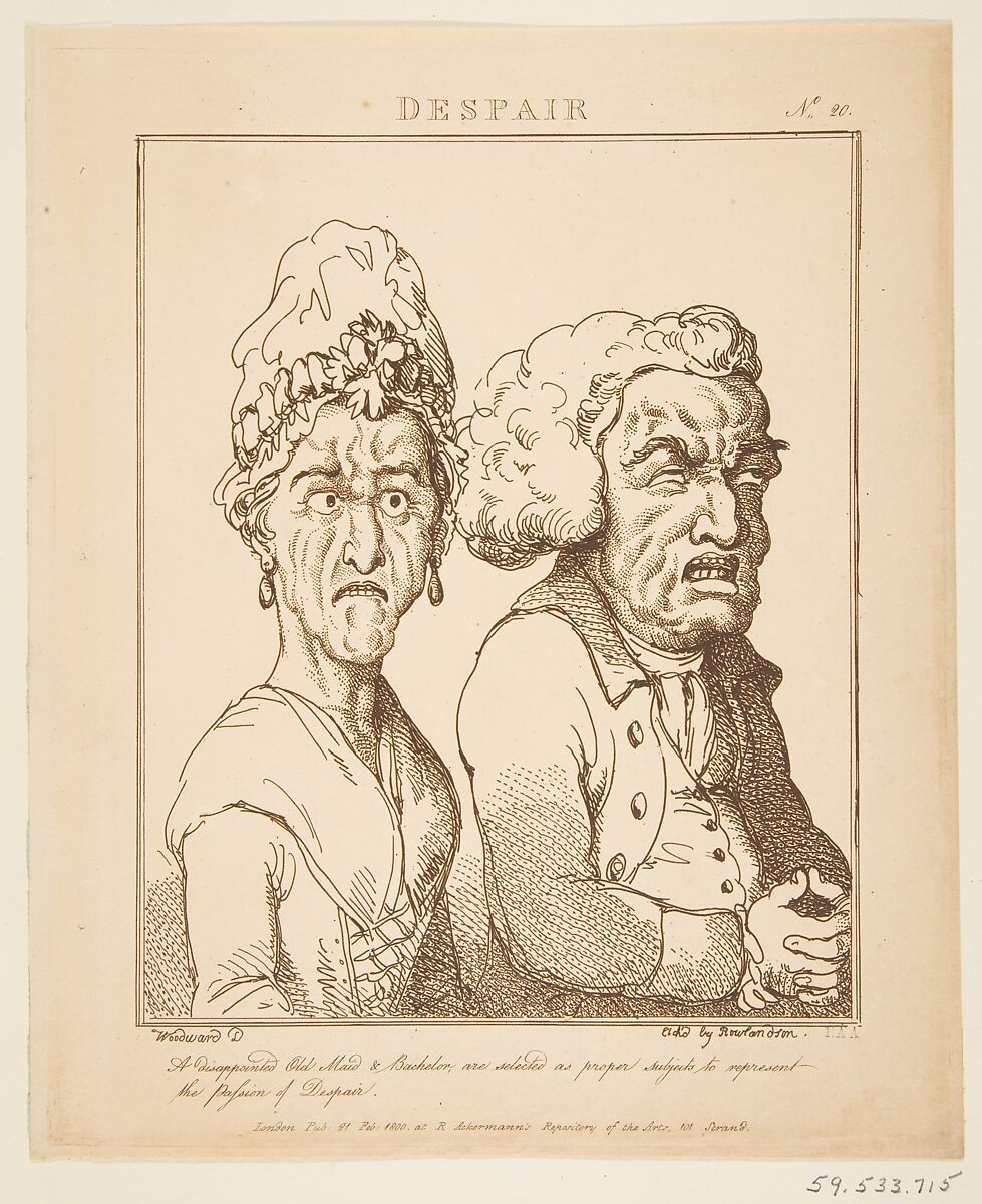 Despair, Thomas Rowlandson (British, London 1757–1827 London), Etching, printed in brown ink 