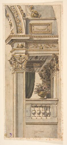 Design for Part of a Wall Elevation with a Balcony flanking an Arch