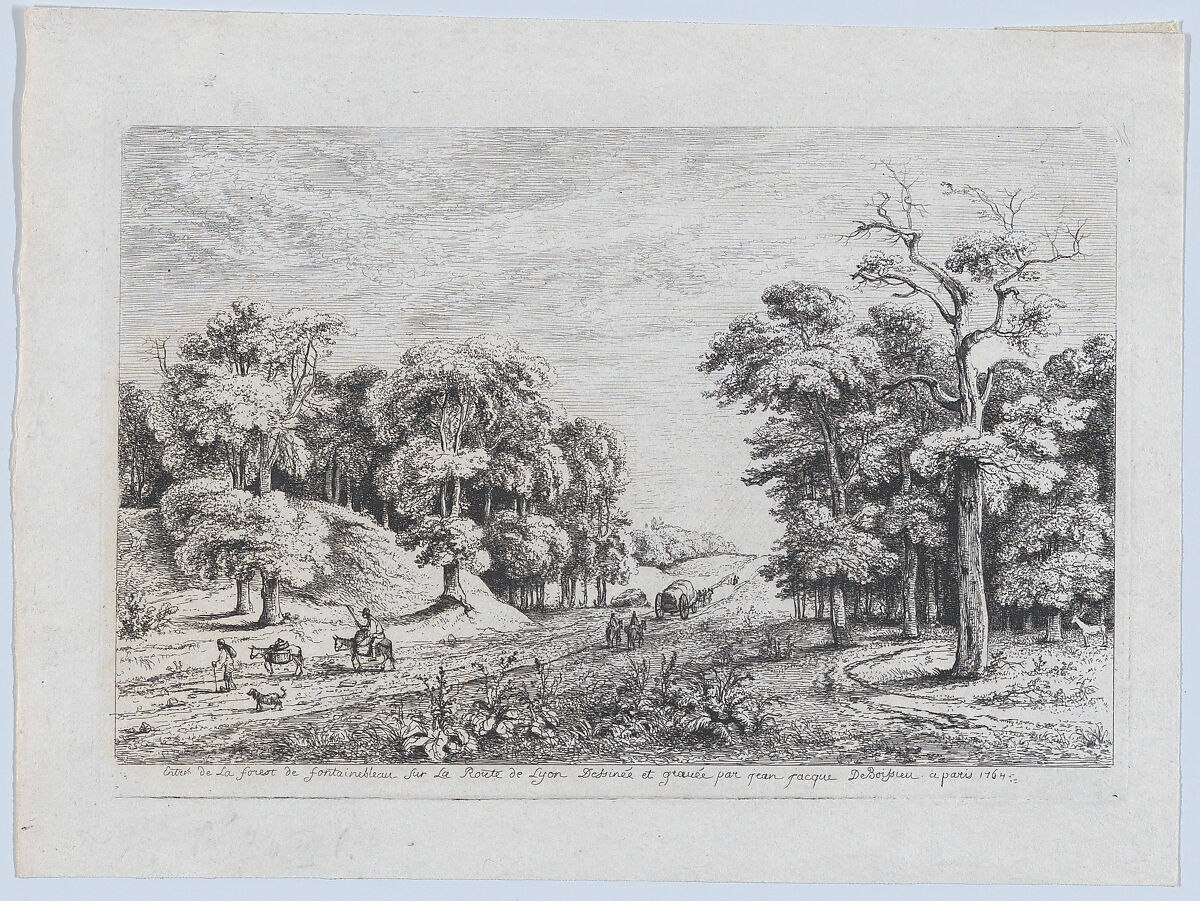 Entrance to the Forest of Fontainebleau, Jean Jacques de Boissieu (French, Lyons 1736–1810 Lyons), Etching with drypoint; second state of four 