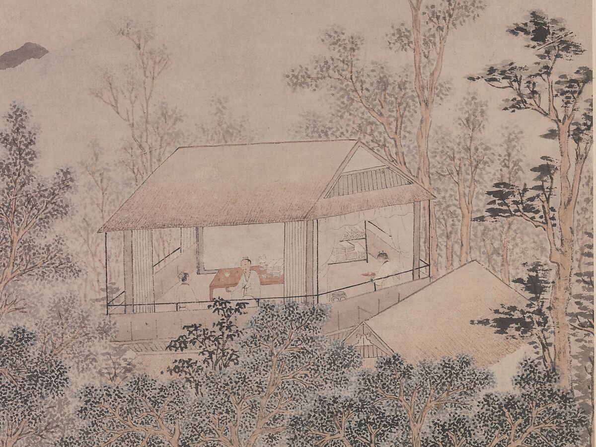 Living Aloft, Wen Zhengming (Chinese, 1470–1559), Hanging scroll; ink and color on paper, China