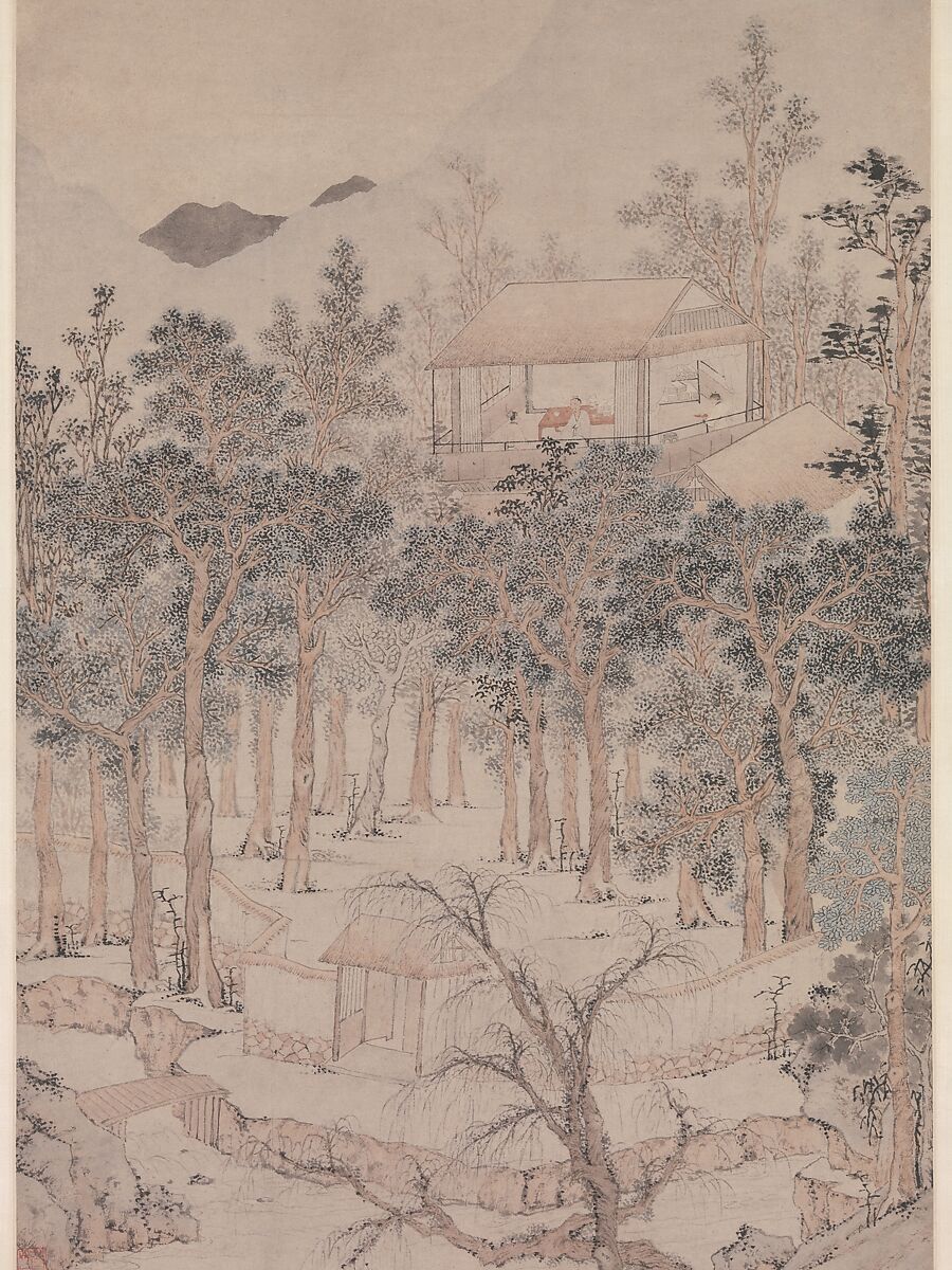 Living Aloft, Wen Zhengming (Chinese, 1470–1559), Hanging scroll; ink and color on paper, China