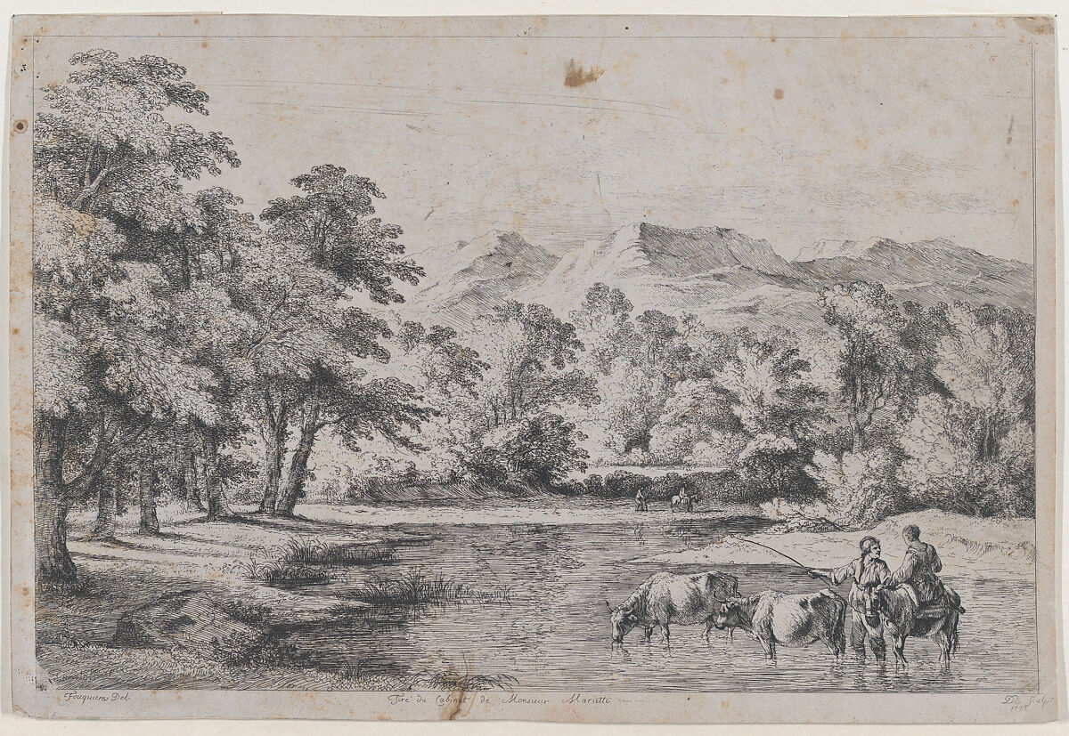 Landscape after Fouquières, Jean Jacques de Boissieu (French, Lyons 1736–1810 Lyons), Etching; first state of two 