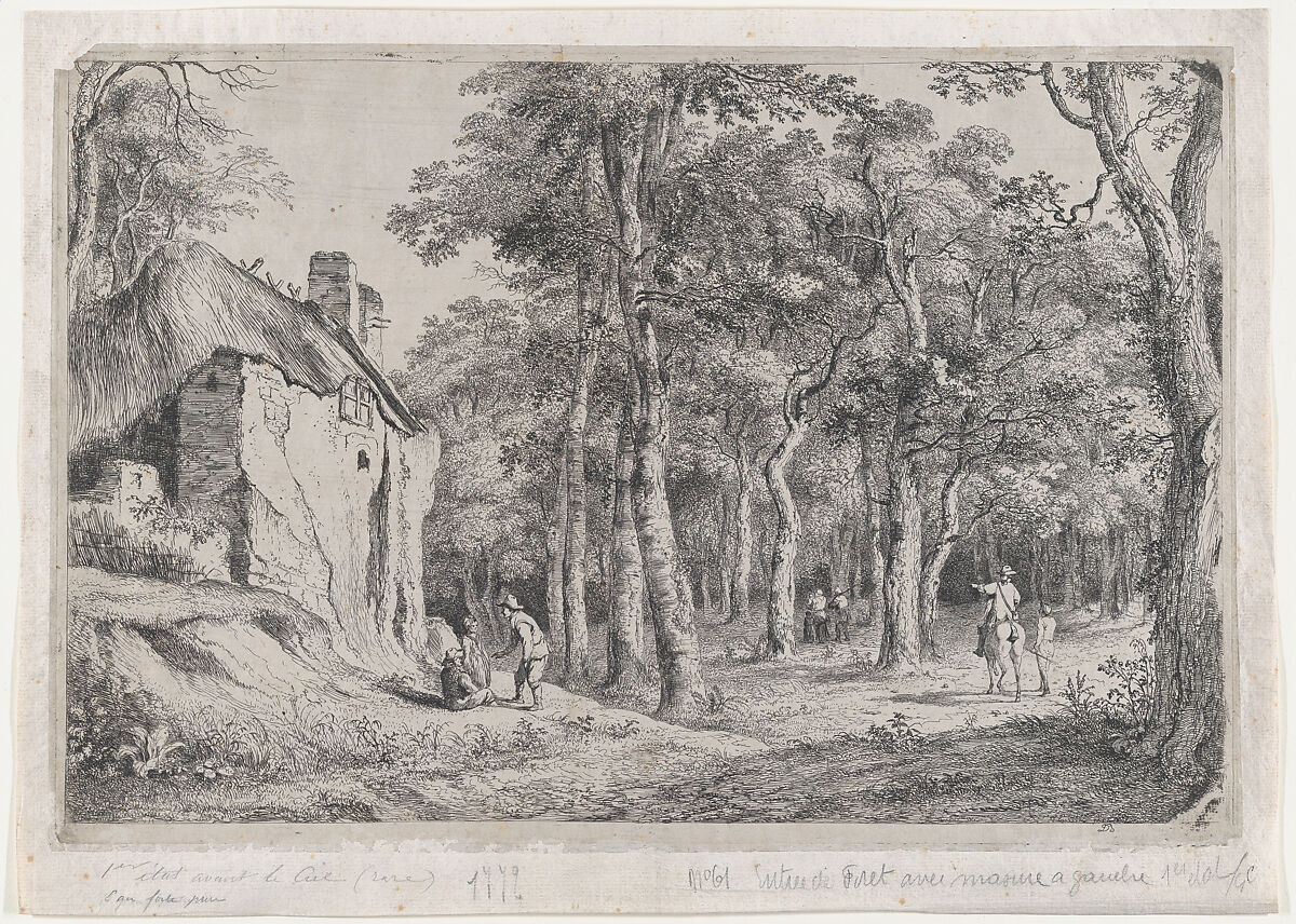Cottage at the Entrance to a Forest, Jean Jacques de Boissieu (French, Lyons 1736–1810 Lyons), Etching; first state of four 