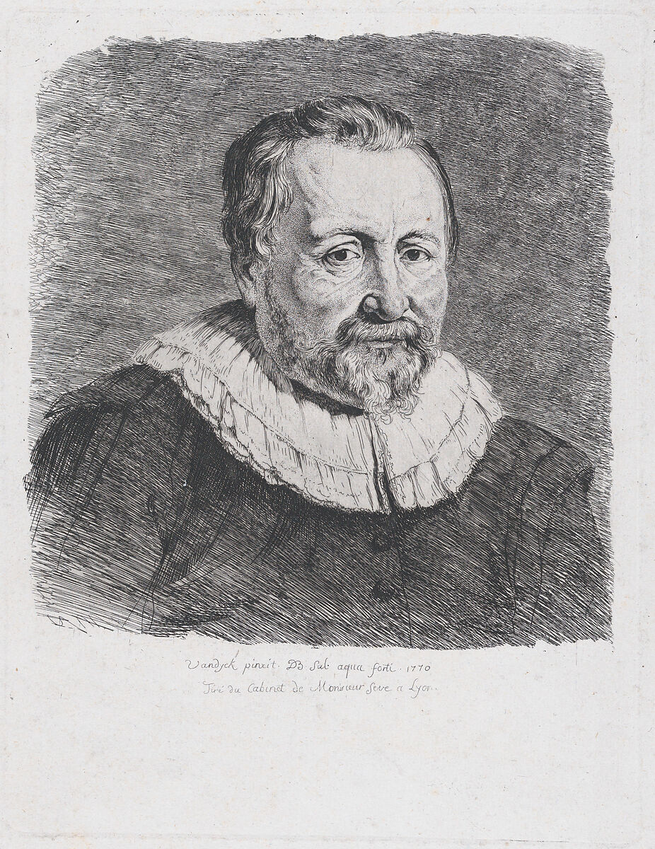 Portrait, after Van Dyck, Jean Jacques de Boissieu (French, Lyons 1736–1810 Lyons), Etching; fourth state of five 