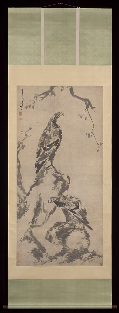 Two eagles, Bada Shanren (Zhu Da) (Chinese, 1626–1705), Hanging scroll; ink on paper, China