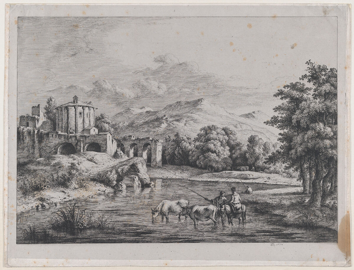 View of the Temple of Vesta, Jean Jacques de Boissieu (French, Lyons 1736–1810 Lyons), Etching; third state of three 