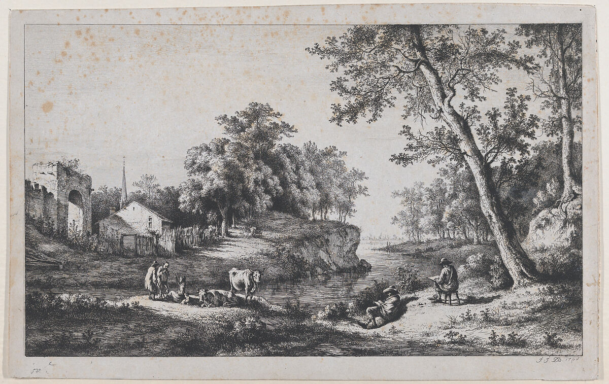 Landscape at Ambronay, Jean Jacques de Boissieu (French, Lyons 1736–1810 Lyons), Etching; fourth state (?) of four 