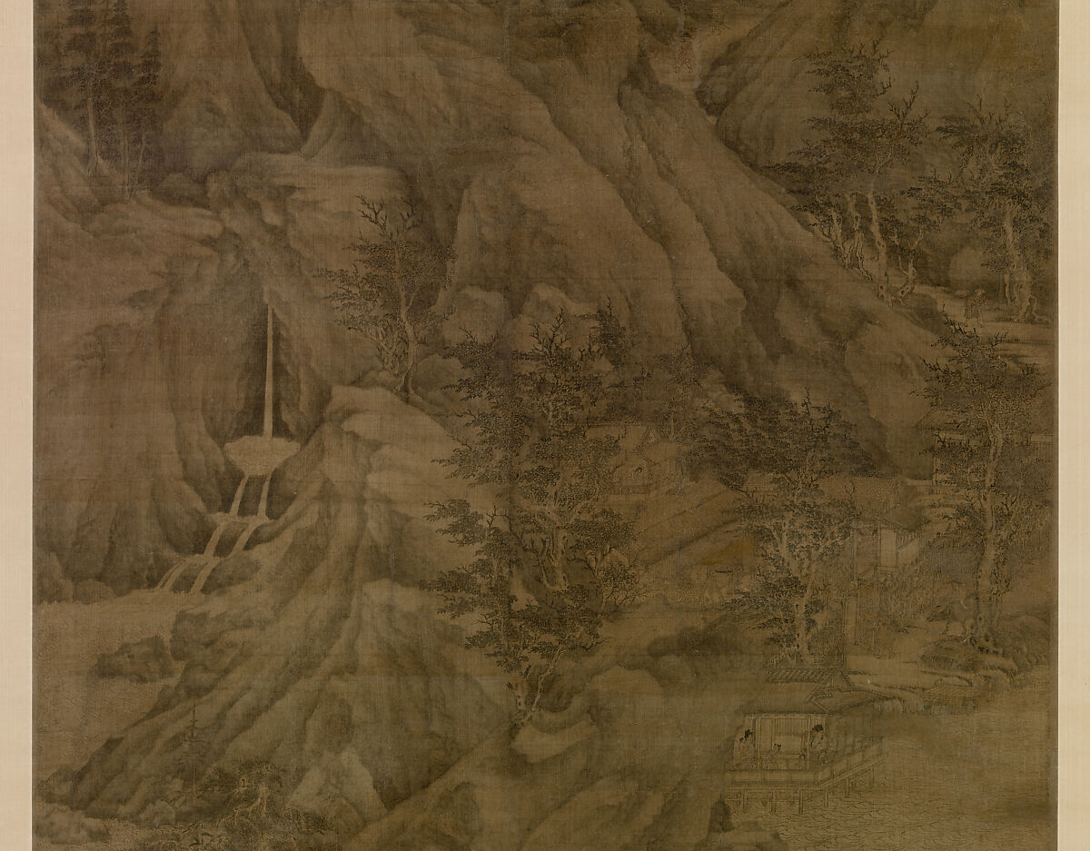 Riverbank, Attributed to Dong Yuan (Chinese, active 930s–960s), Hanging scroll; ink and color on silk, China