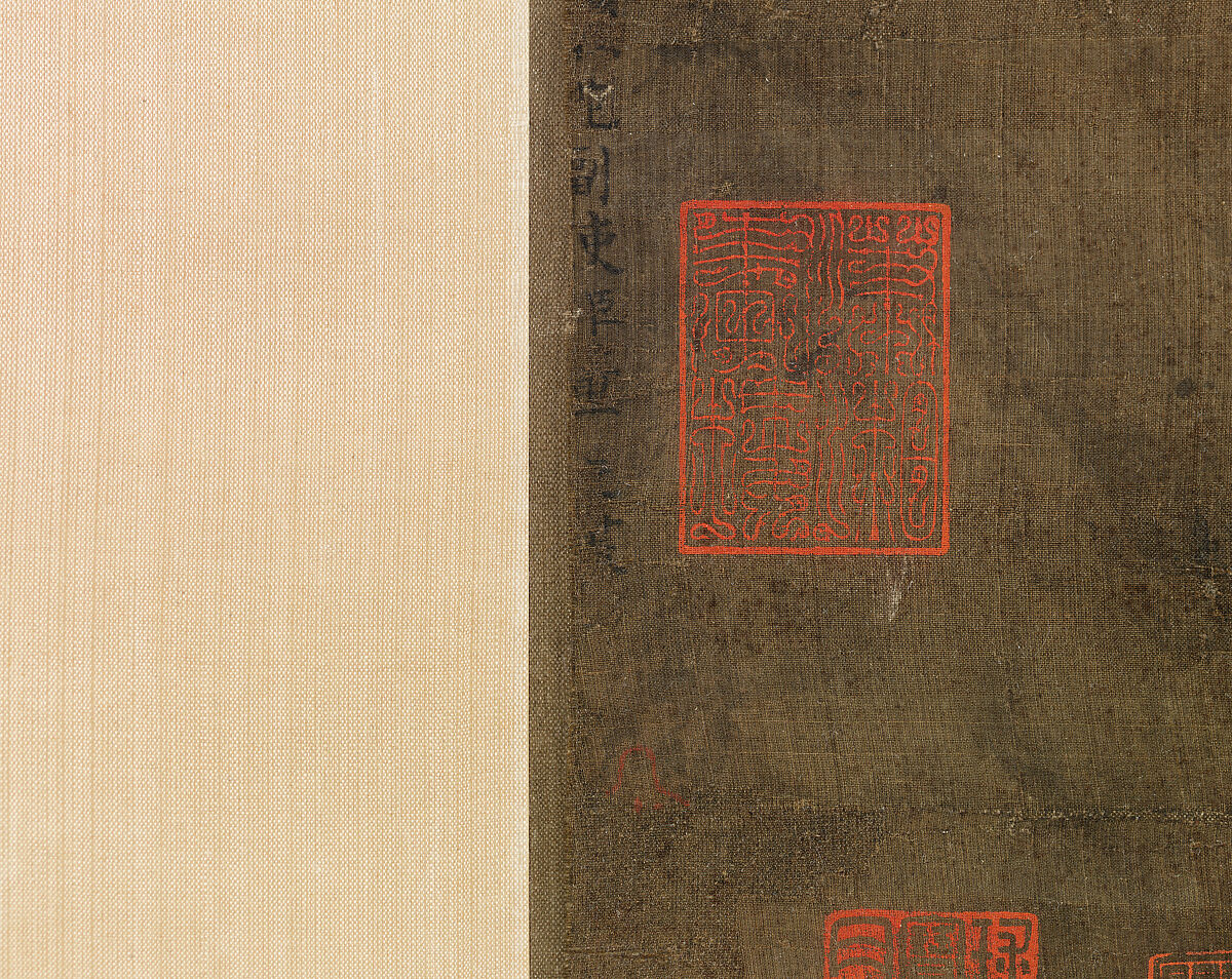 Riverbank, Attributed to Dong Yuan (Chinese, active 930s–960s), Hanging scroll; ink and color on silk, China