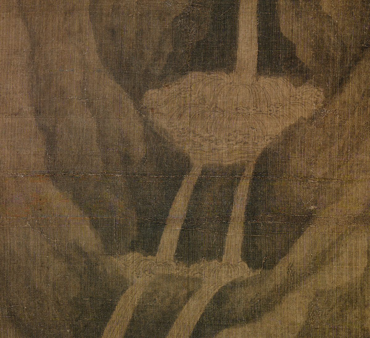Riverbank, Attributed to Dong Yuan (Chinese, active 930s–960s), Hanging scroll; ink and color on silk, China