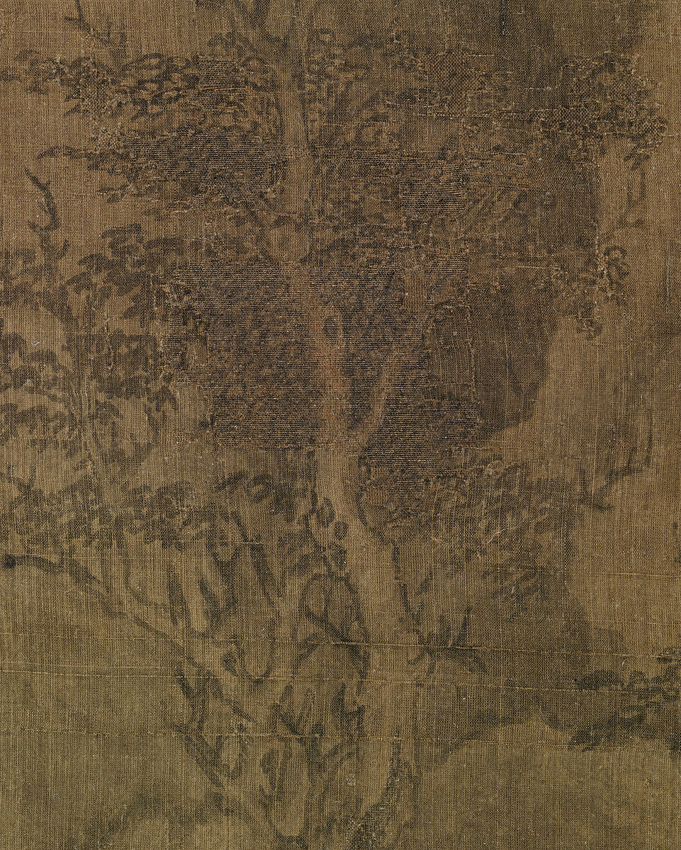 Riverbank, Attributed to Dong Yuan (Chinese, active 930s–960s), Hanging scroll; ink and color on silk, China