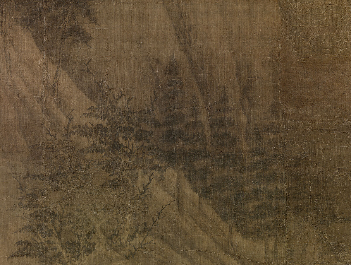 Riverbank, Attributed to Dong Yuan (Chinese, active 930s–960s), Hanging scroll; ink and color on silk, China