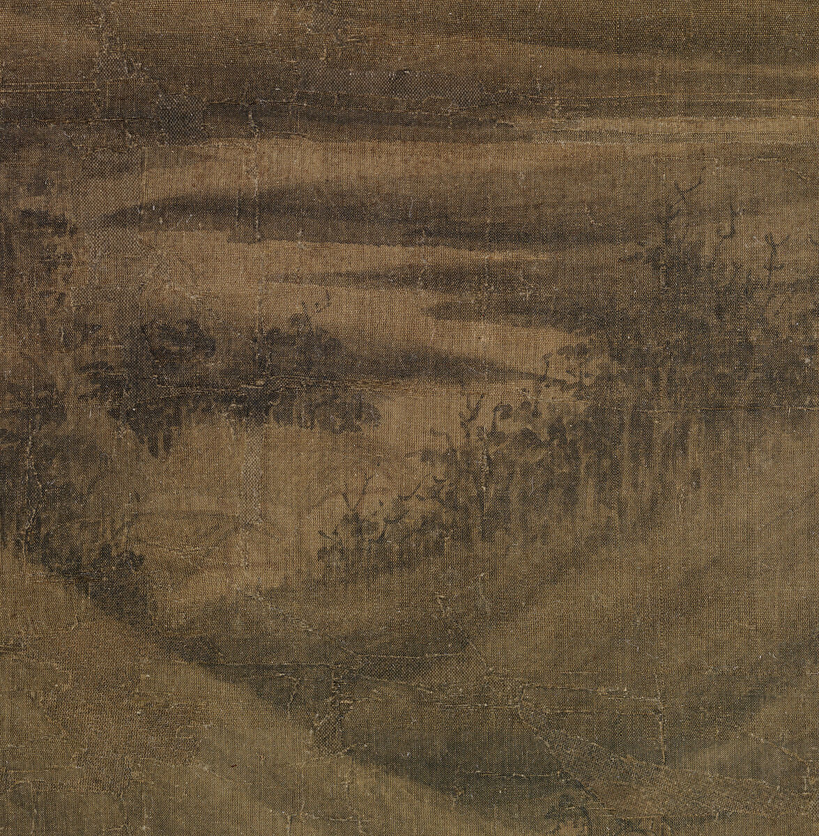 Riverbank, Attributed to Dong Yuan (Chinese, active 930s–960s), Hanging scroll; ink and color on silk, China
