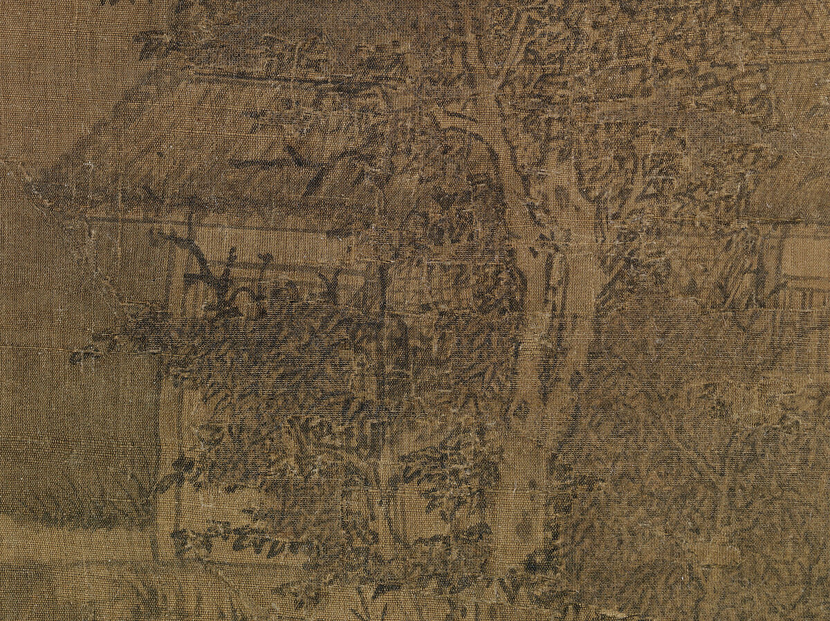 Riverbank, Attributed to Dong Yuan (Chinese, active 930s–960s), Hanging scroll; ink and color on silk, China
