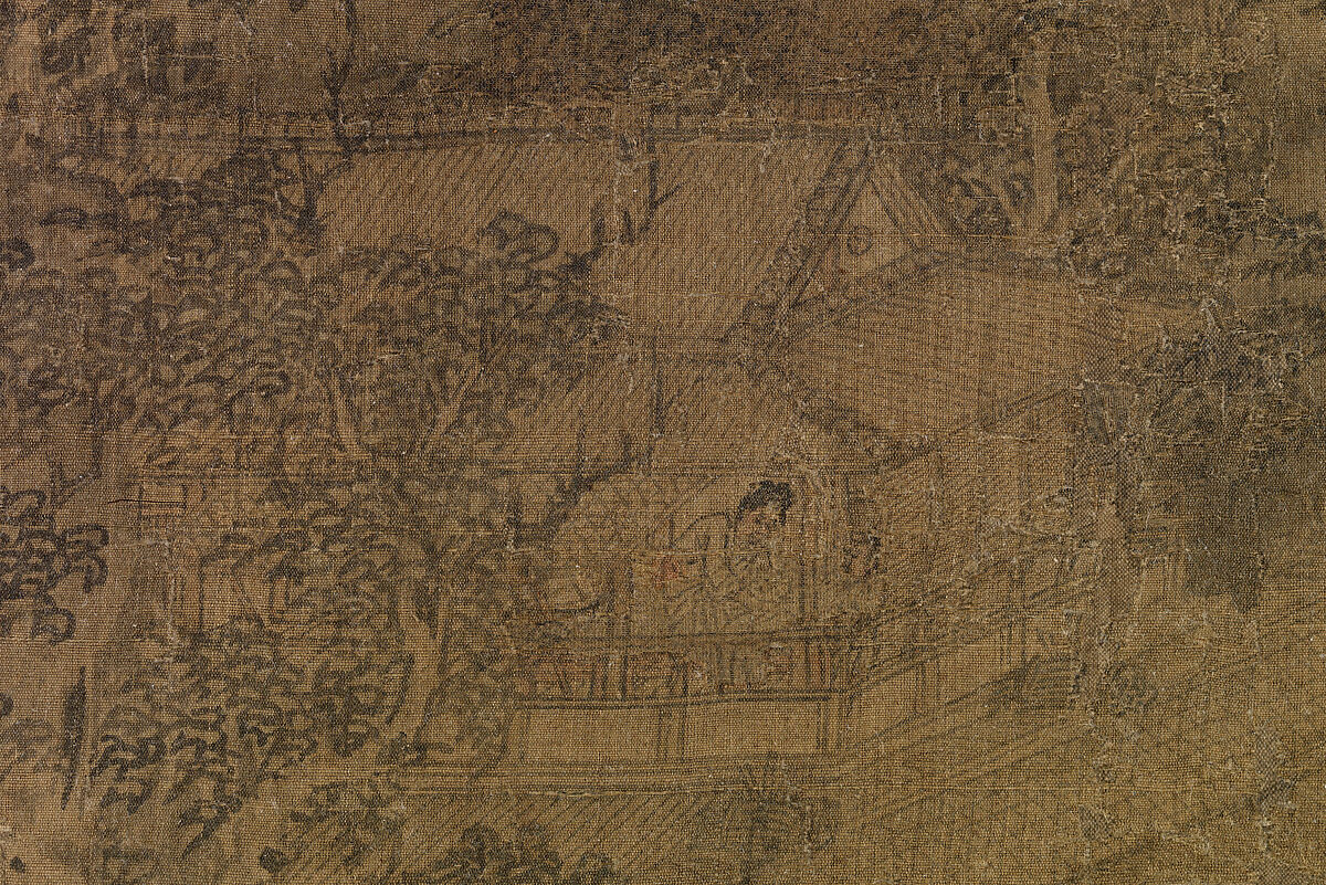 Riverbank, Attributed to Dong Yuan (Chinese, active 930s–960s), Hanging scroll; ink and color on silk, China
