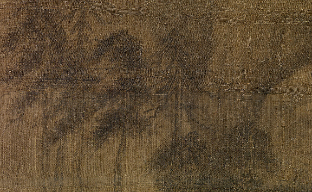 Riverbank, Attributed to Dong Yuan (Chinese, active 930s–960s), Hanging scroll; ink and color on silk, China
