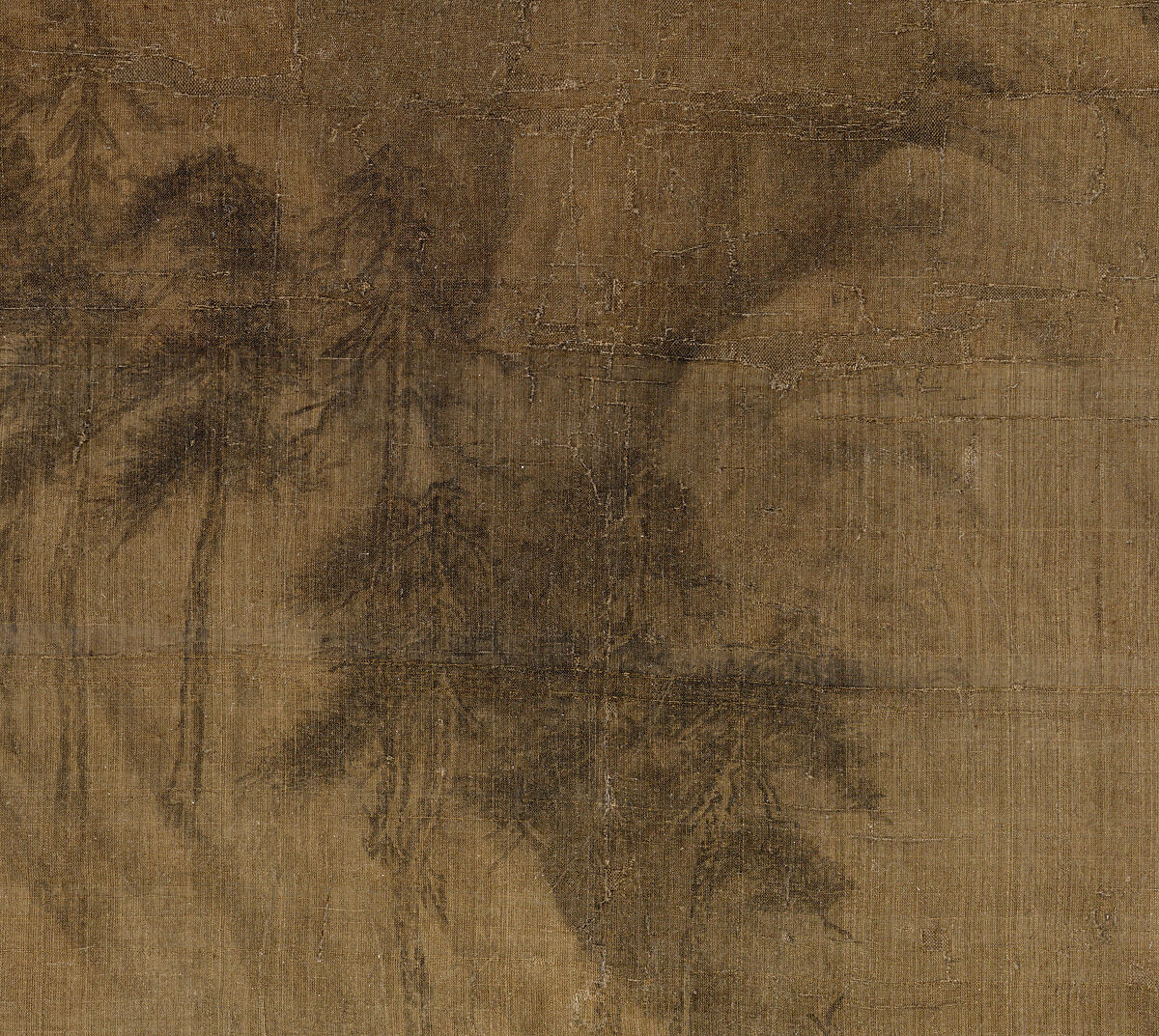 Riverbank, Attributed to Dong Yuan (Chinese, active 930s–960s), Hanging scroll; ink and color on silk, China