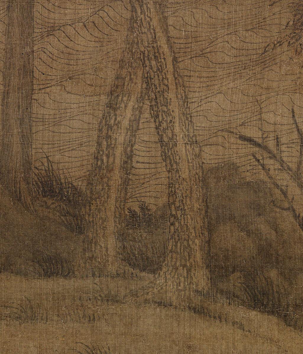 Riverbank, Attributed to Dong Yuan (Chinese, active 930s–960s), Hanging scroll; ink and color on silk, China