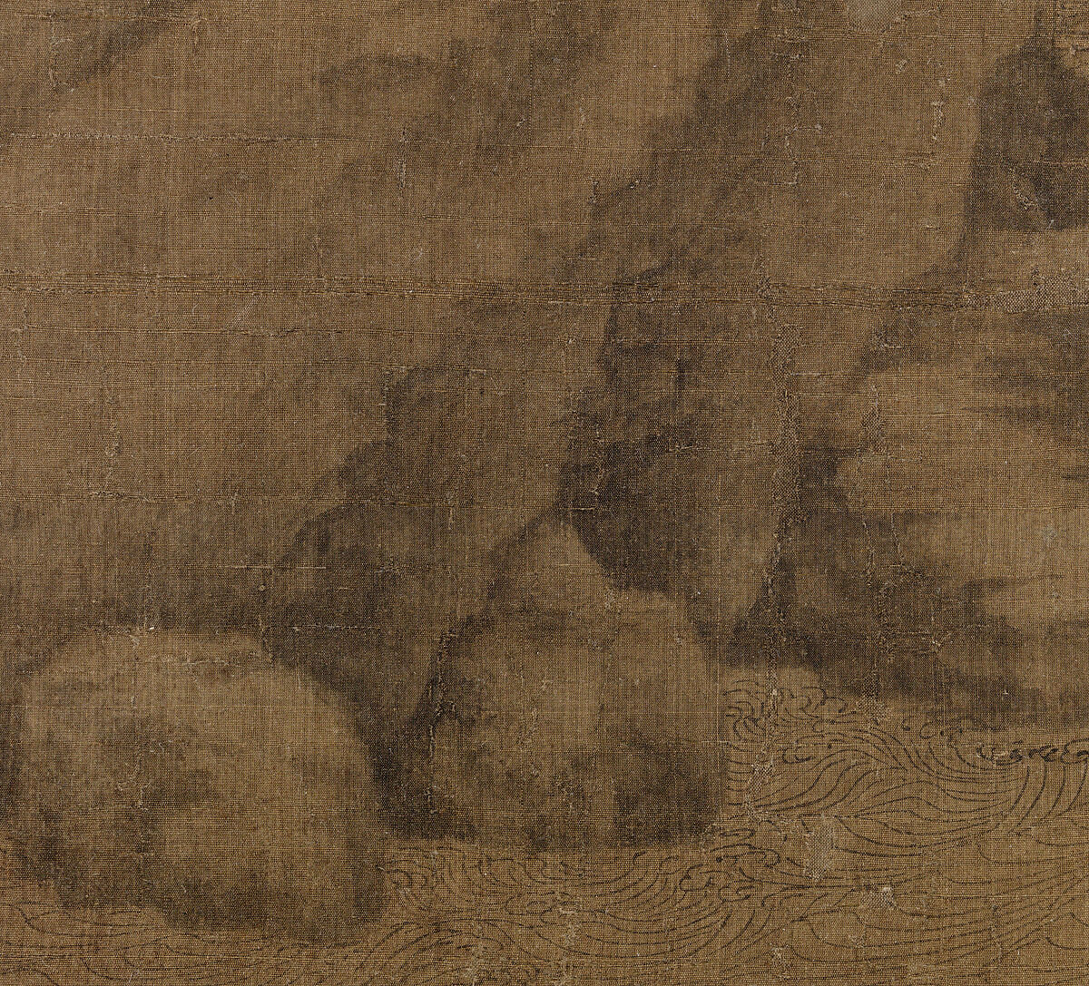 Riverbank, Attributed to Dong Yuan (Chinese, active 930s–960s), Hanging scroll; ink and color on silk, China