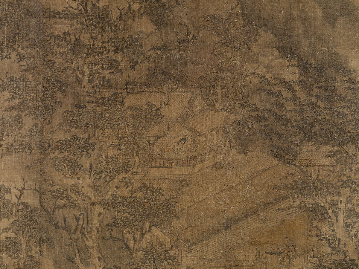 Riverbank, Attributed to Dong Yuan (Chinese, active 930s–960s), Hanging scroll; ink and color on silk, China
