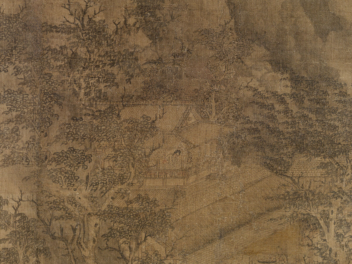 Riverbank, Attributed to Dong Yuan (Chinese, active 930s–960s), Hanging scroll; ink and color on silk, China