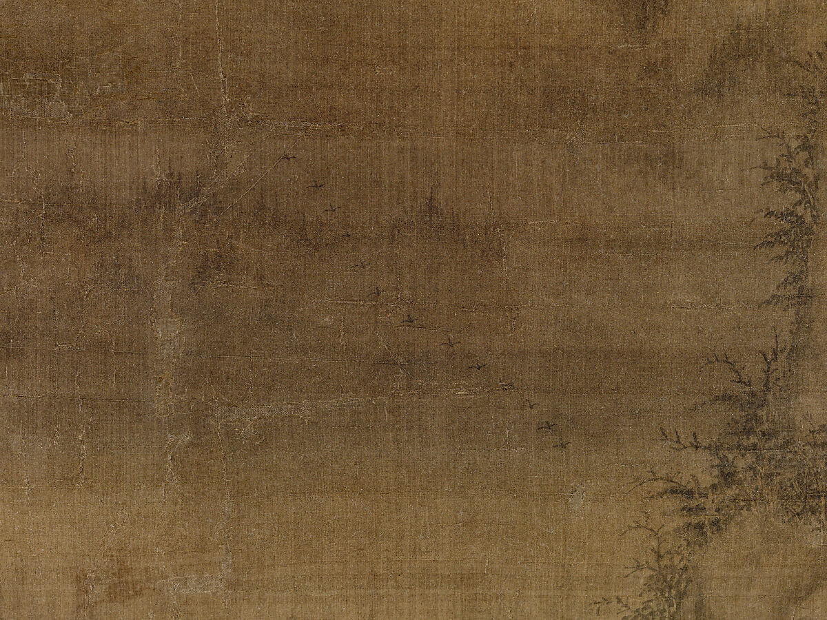 Riverbank, Attributed to Dong Yuan (Chinese, active 930s–960s), Hanging scroll; ink and color on silk, China