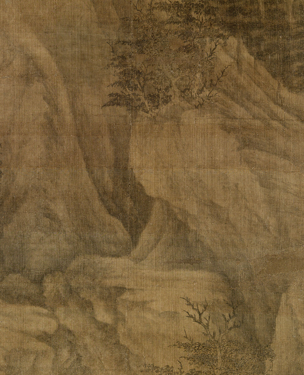 Riverbank, Attributed to Dong Yuan (Chinese, active 930s–960s), Hanging scroll; ink and color on silk, China