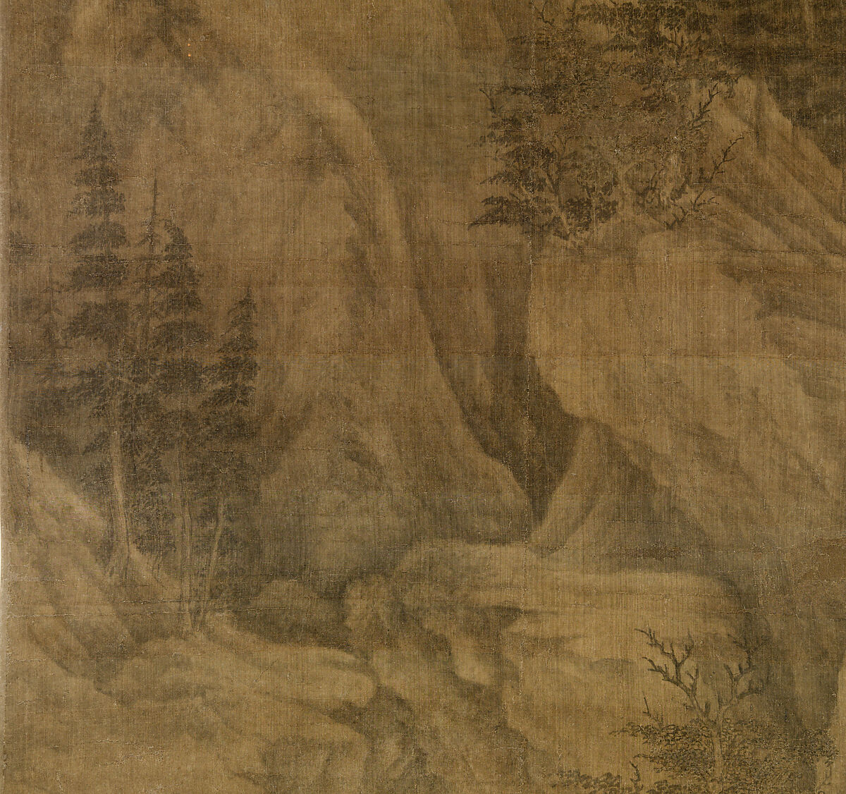 Riverbank, Attributed to Dong Yuan (Chinese, active 930s–960s), Hanging scroll; ink and color on silk, China