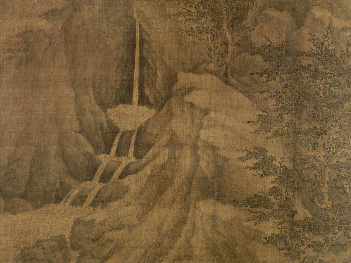 Riverbank, Attributed to Dong Yuan (Chinese, active 930s–960s), Hanging scroll; ink and color on silk, China