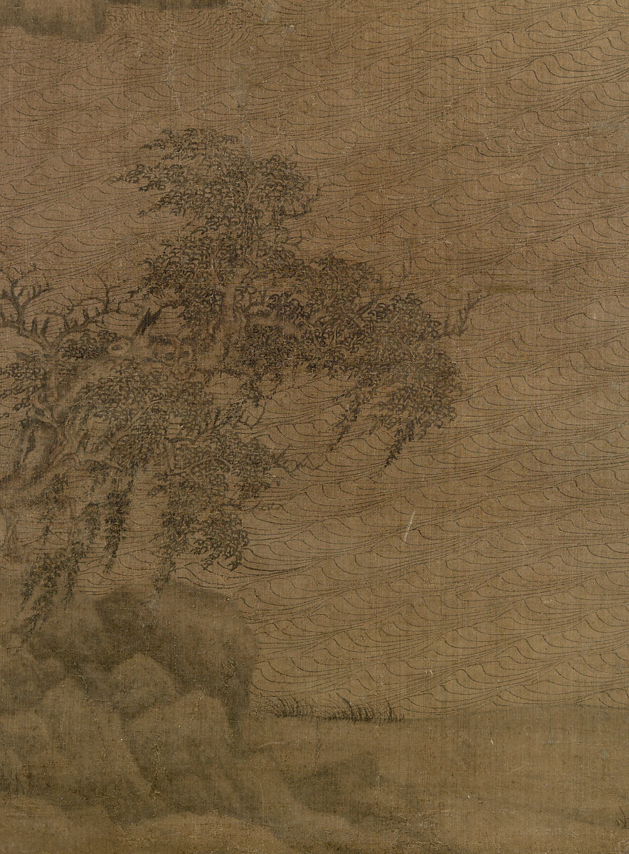 Riverbank, Attributed to Dong Yuan (Chinese, active 930s–960s), Hanging scroll; ink and color on silk, China