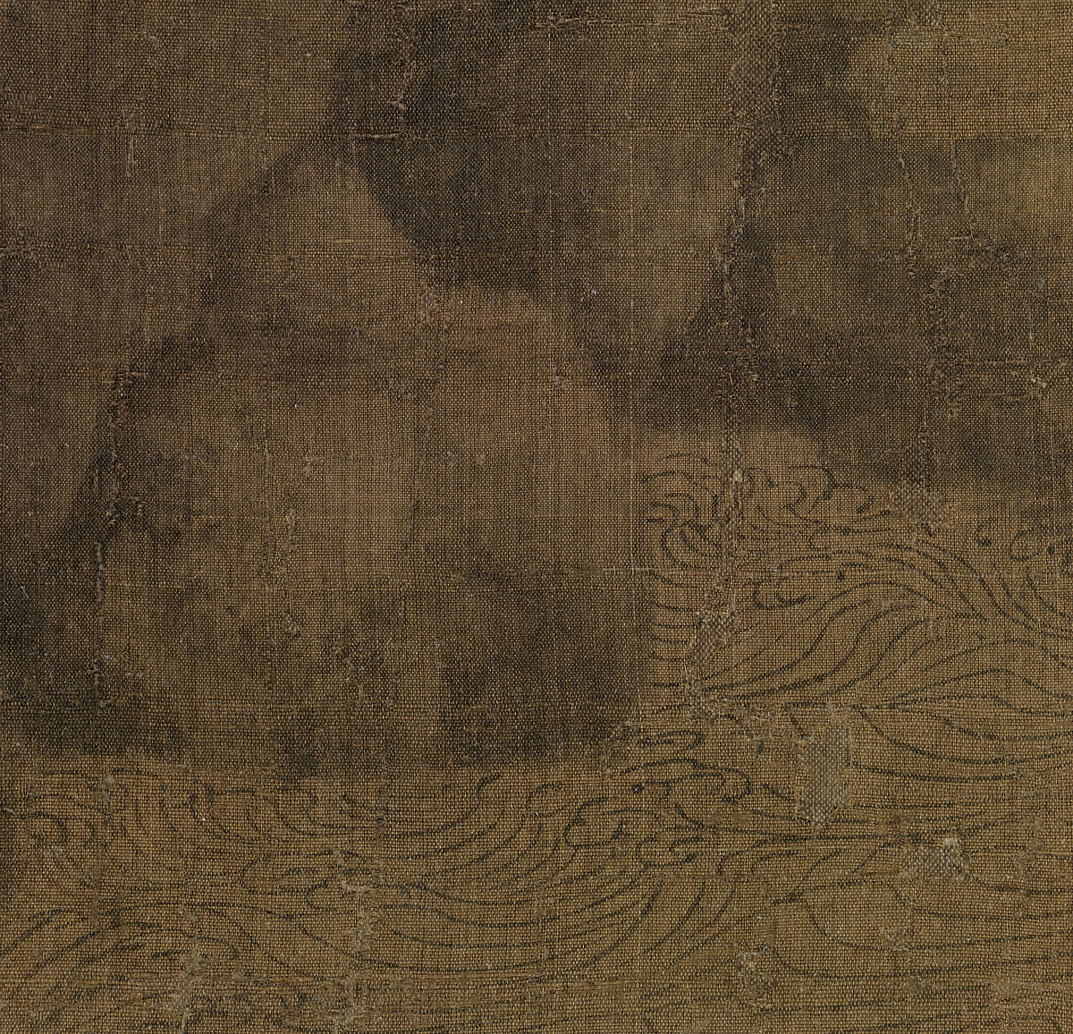 Riverbank, Attributed to Dong Yuan (Chinese, active 930s–960s), Hanging scroll; ink and color on silk, China