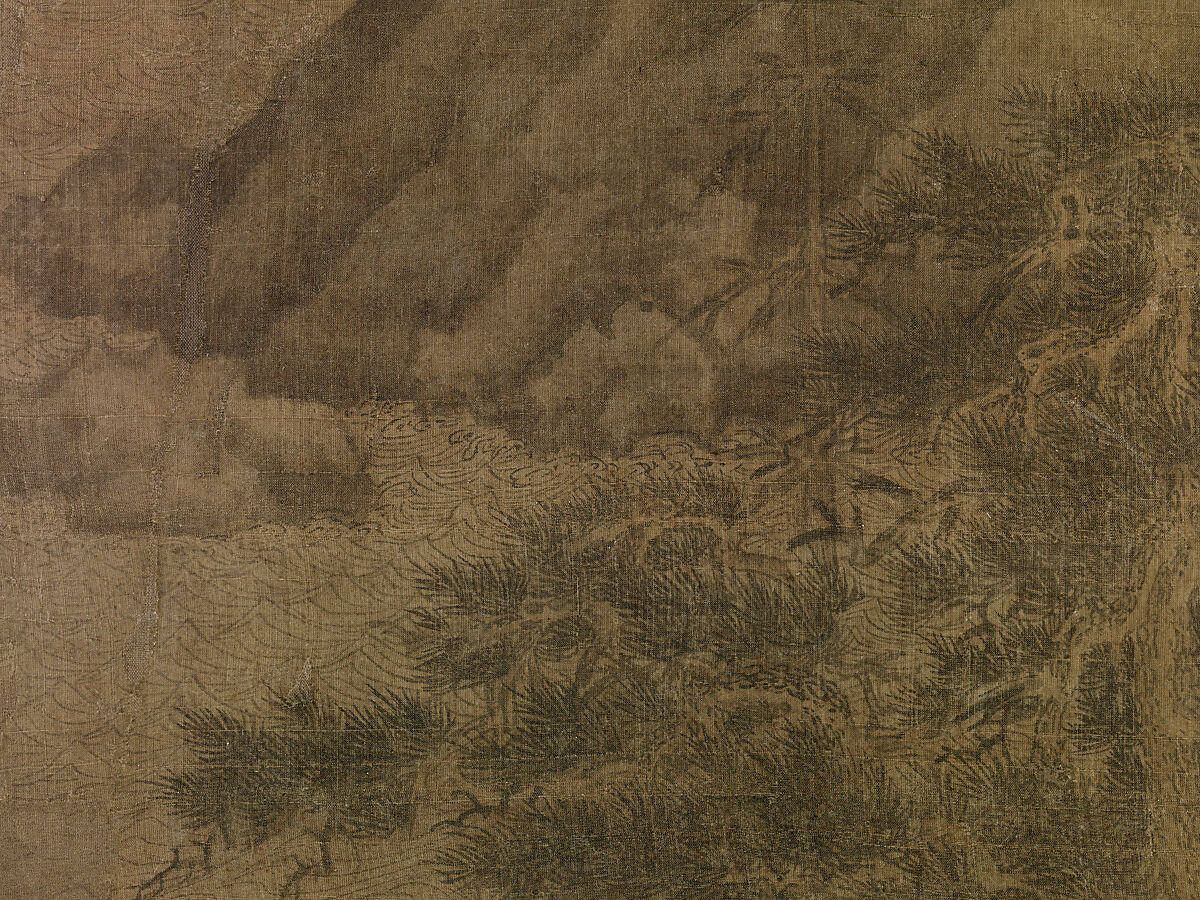 Riverbank, Attributed to Dong Yuan (Chinese, active 930s–960s), Hanging scroll; ink and color on silk, China