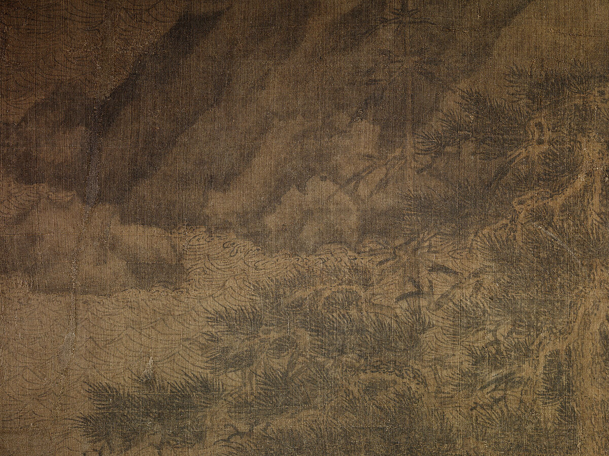 Riverbank, Attributed to Dong Yuan (Chinese, active 930s–960s), Hanging scroll; ink and color on silk, China