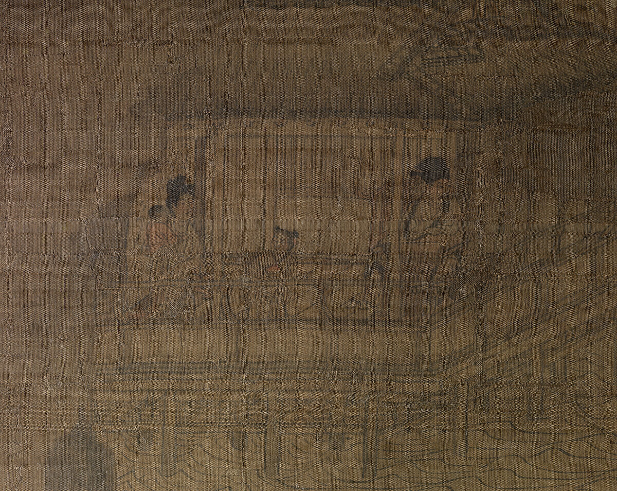 Riverbank, Attributed to Dong Yuan (Chinese, active 930s–960s), Hanging scroll; ink and color on silk, China