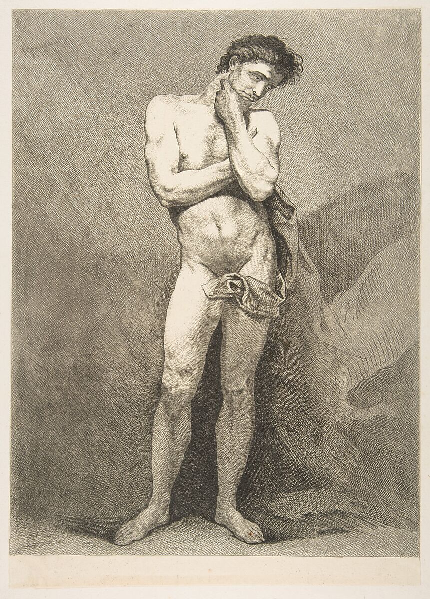 An "Académie": Standing Man, Carle (Charles André) Vanloo (French, Nice 1705–1765 Paris), Etching 