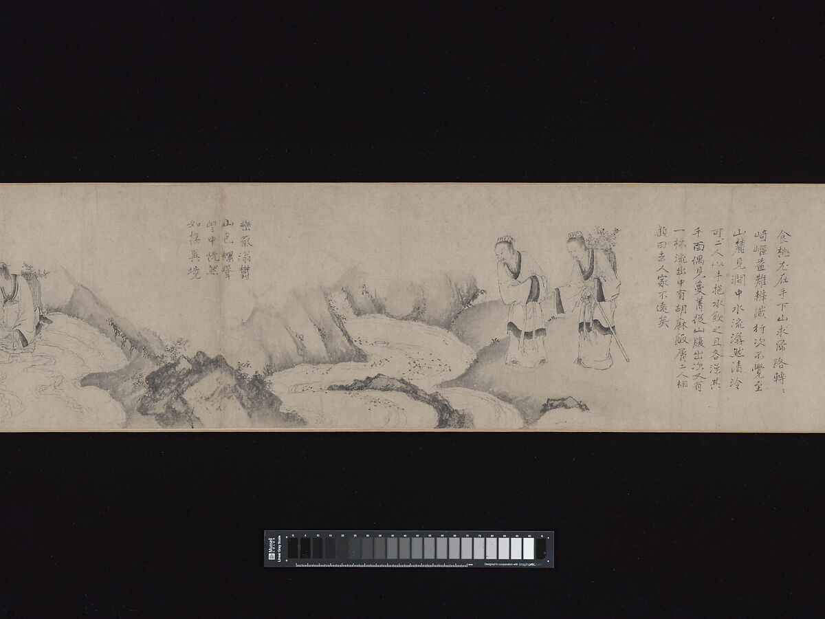 Liu Chen and Ruan Zhao Entering the Tiantai Mountains, Zhao Cangyun (Chinese, active late 13th–early 14th century), Handscroll; ink on paper, China