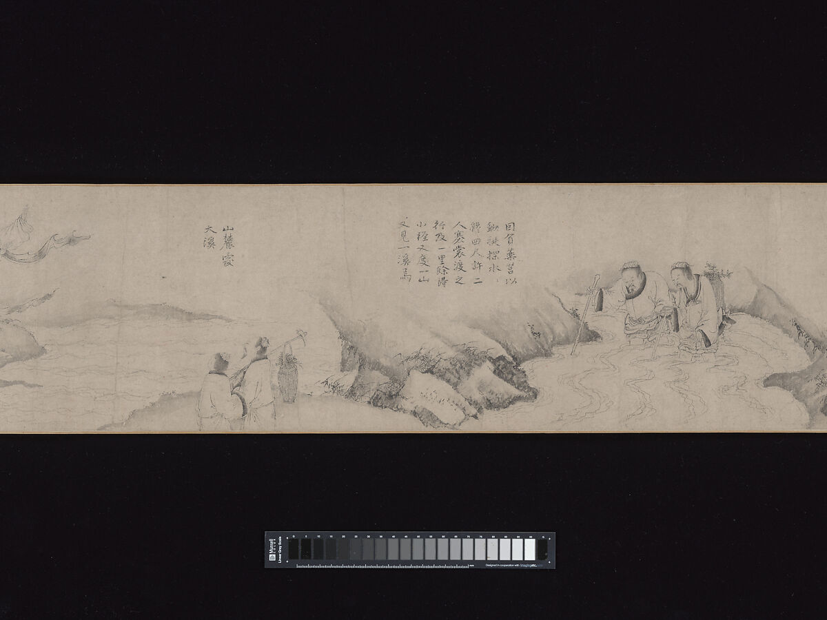 Liu Chen and Ruan Zhao Entering the Tiantai Mountains, Zhao Cangyun (Chinese, active late 13th–early 14th century), Handscroll; ink on paper, China