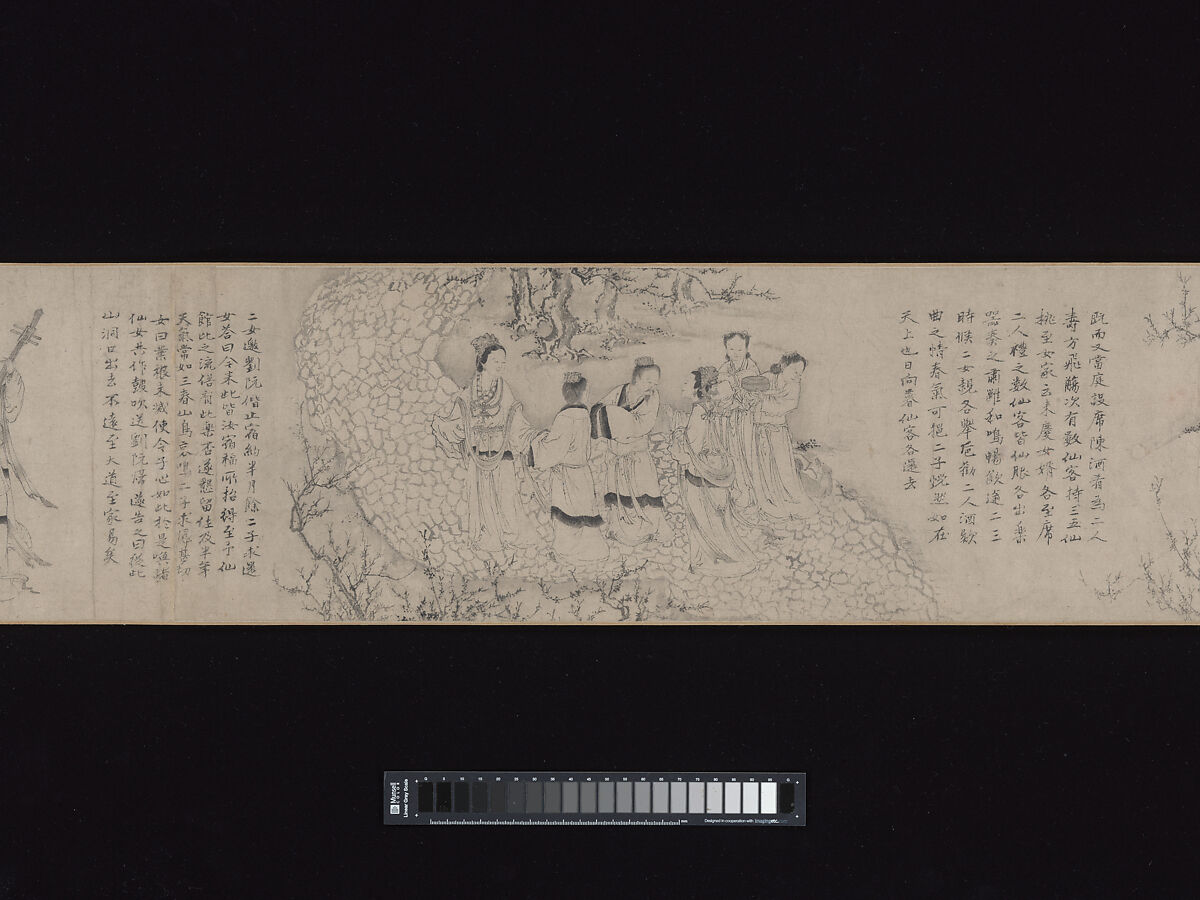 Liu Chen and Ruan Zhao Entering the Tiantai Mountains, Zhao Cangyun (Chinese, active late 13th–early 14th century), Handscroll; ink on paper, China