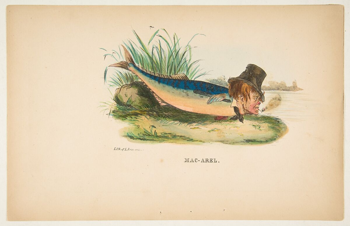 Mac-Arel, from "The Comic Natural History of the Human Race", Henry Louis Stephens (American, Philadelphia, Pennsylvania 1824–1882 Bayonne, New Jersey), Color lithograph with watercolor and gum 
