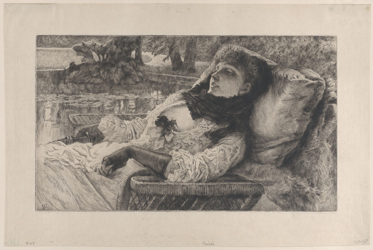 Summer Evening, James Tissot (French, Nantes 1836–1902 Chenecey-Buillon), Etching and drypoint on laid paper; second state of two 