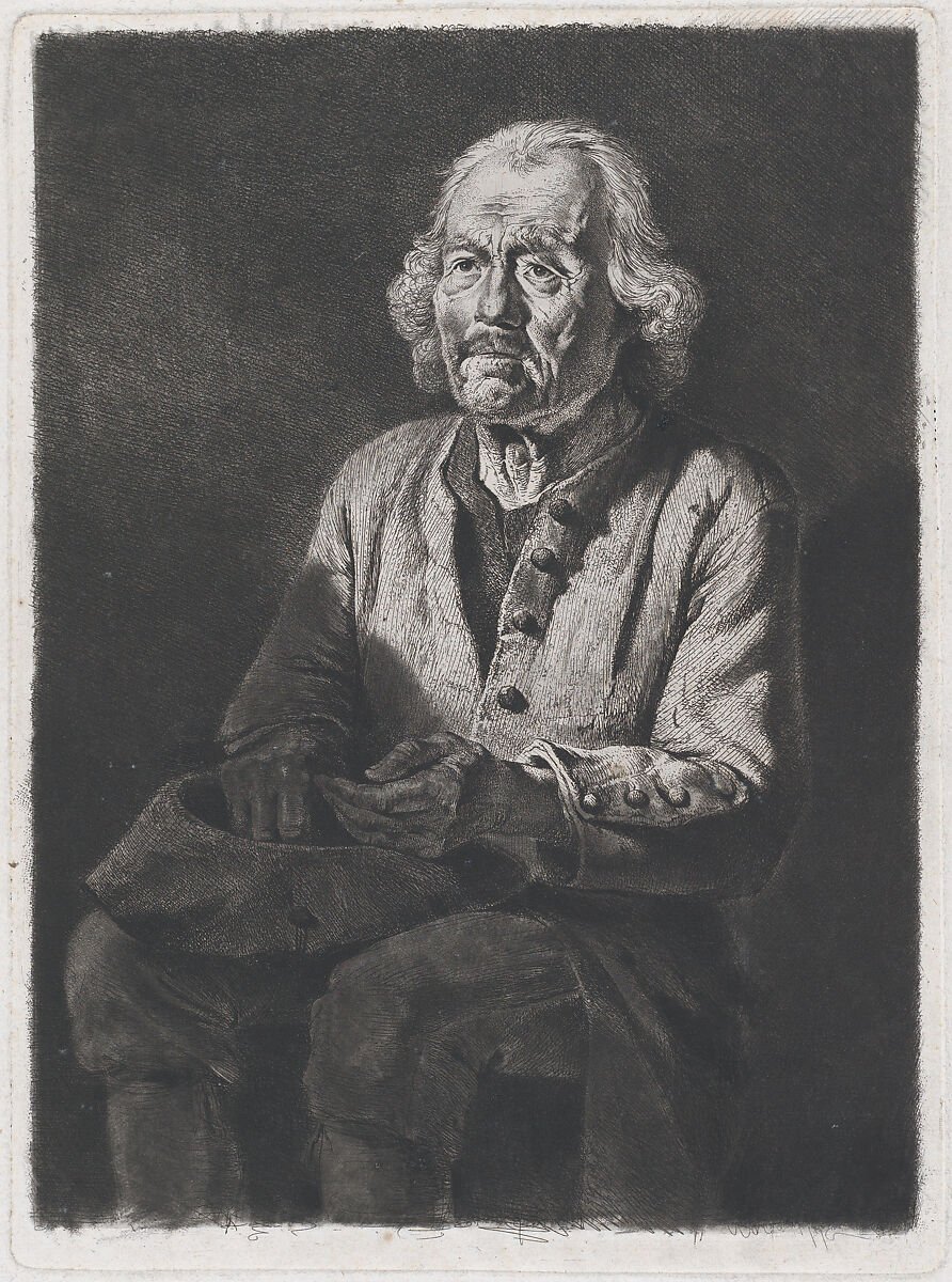 Seated Beggar: Portrait of Old Girard, a Peasant from Chasselay, Jean Jacques de Boissieu (French, Lyons 1736–1810 Lyons), Etching; third state of three 