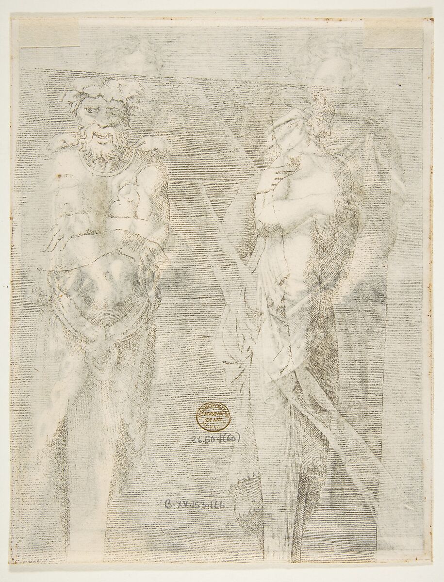 Terms of Hercules and Deianira, Giulio Bonasone (Italian, active Rome and Bologna, 1531–after 1576), Engraving