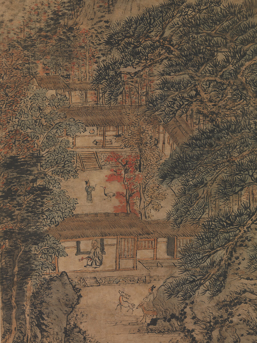 Simple Retreat, Wang Meng (Chinese, ca. 1308–1385), Hanging scroll; ink and color on paper, China