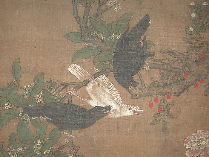 Mandarin ducks and cotton rose hibiscus, Lü Ji (Chinese, active late 15th century), Hanging scroll; ink and color on silk, China