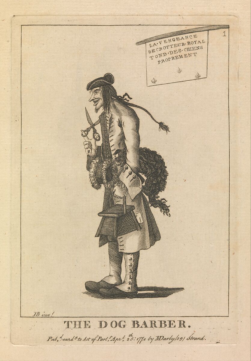 The Dog Barber, After Henry William Bunbury (British, Mildenhall, Suffolk 1750–1811 Keswick, Cumberland), Etching 