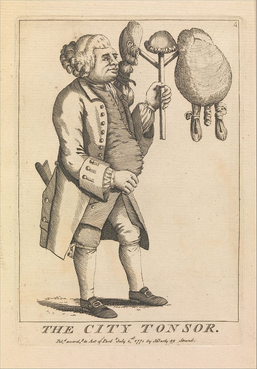 The City Tonsor, Matthias Darly (British, ca. 1721–1780 London), Etching 