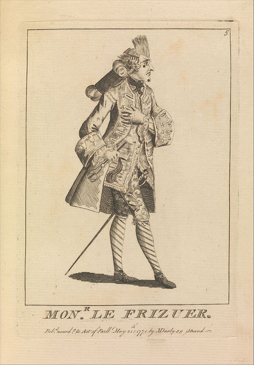Monsieur Le Frizeur, Attributed to Henry William Bunbury (British, Mildenhall, Suffolk 1750–1811 Keswick, Cumberland), Etching 