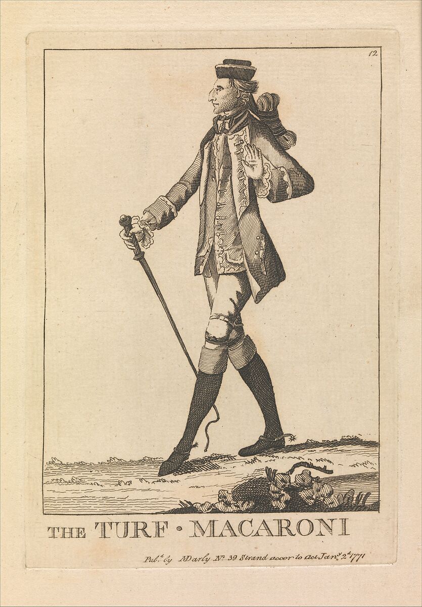 The Turf Macaroni, Matthias Darly (British, ca. 1721–1780 London), Etching 