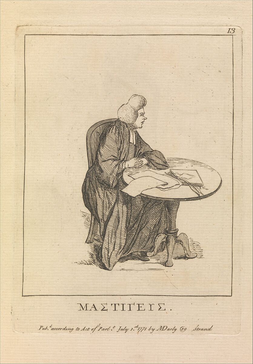 Mastigeus [in Greek letters], Attributed to Henry William Bunbury (British, Mildenhall, Suffolk 1750–1811 Keswick, Cumberland), Etching 