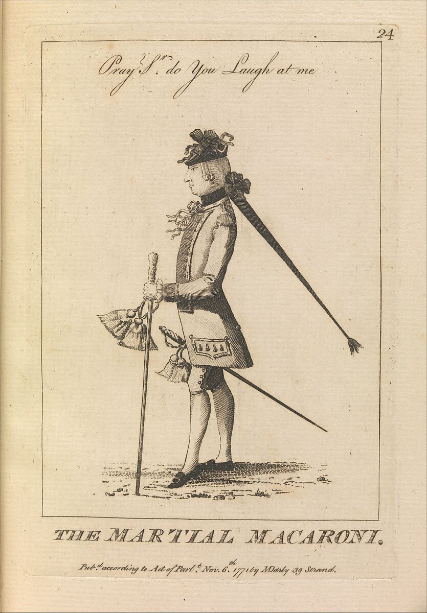 The Martial Macaroni, Matthias Darly (British, ca. 1721–1780 London), Etching 